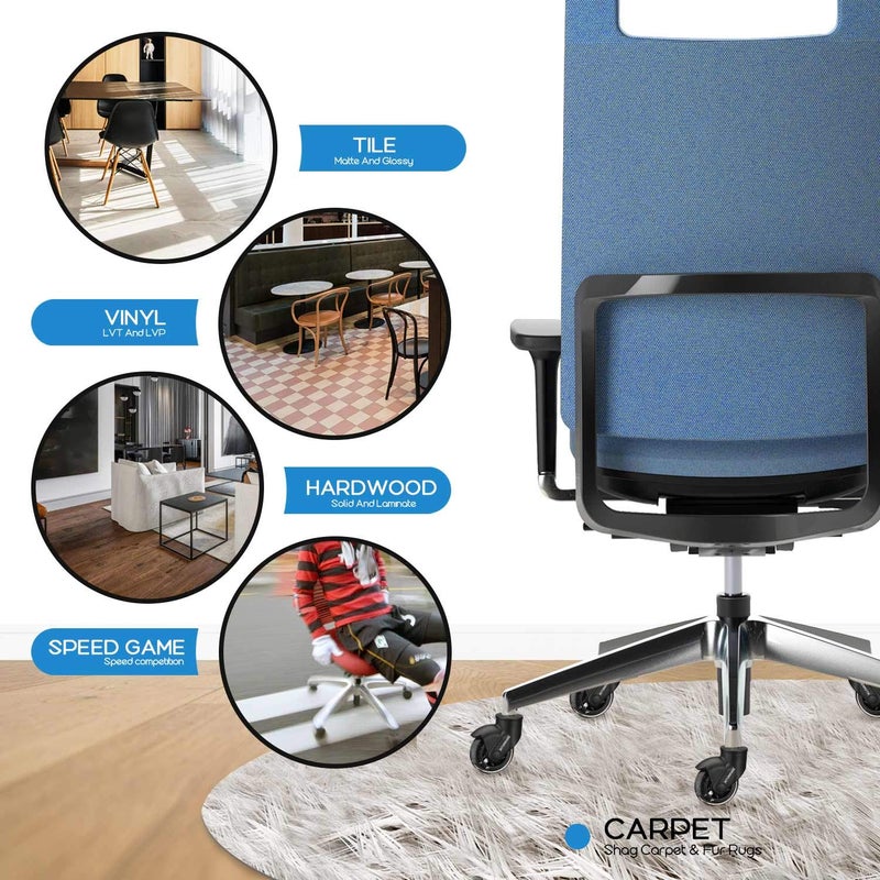 ATOMDOC Office Chair Caster Wheels, 3" Newly Lightweight Caster Wheels & Revolutionary Swivel Vertical Axle, Safe Protection for All Floors Including Hardwood, Set of 5 - Image 3